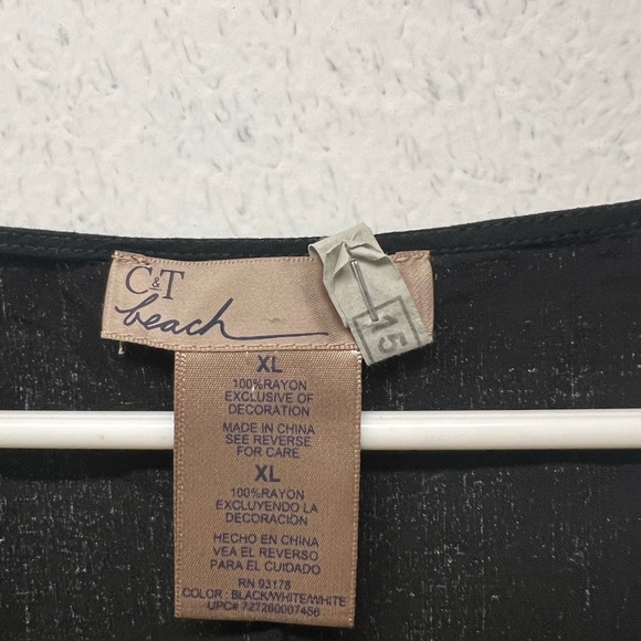 Black and White Striped Swim Coverup with Tassel Hem - Picture 6 of 8